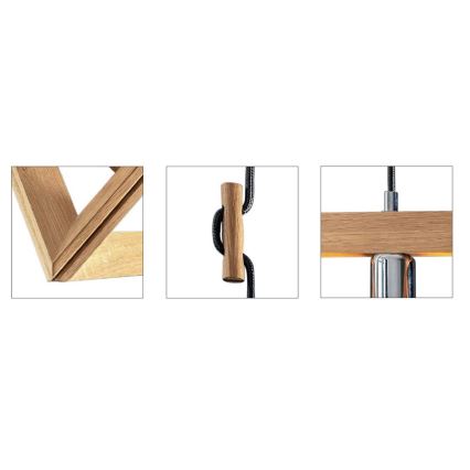 Hanglamp aan kabel TRIGONON 1xE27/60W/230V mat eiken