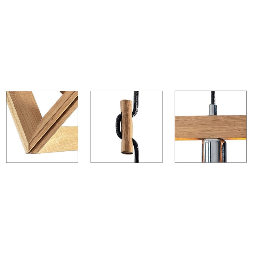 Suspension sur câble TRIGONON 1xE27/60W/230V chêne mat