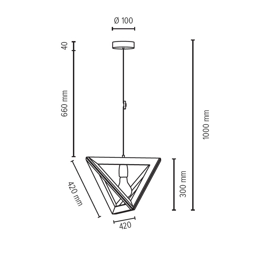 Suspension filaire TRIGONON 1xE27/60W/230V - certifié FSC