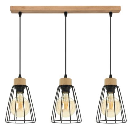 Spot-Light - Hanglamp aan een koord ORAZIO 3xE27/60W/230V eiken