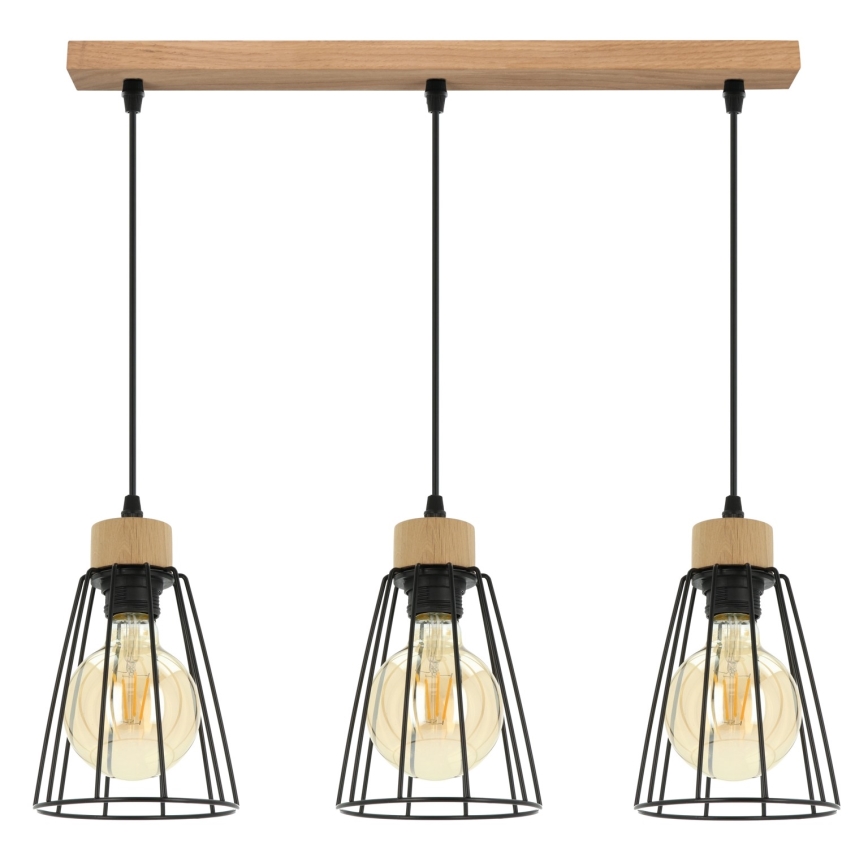 Spot-Light - Hanglamp aan een koord ORAZIO 3xE27/60W/230V eiken