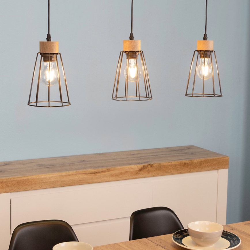 Spot-Light - Hanglamp aan een koord ORAZIO 3xE27/60W/230V eiken