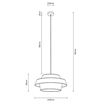 Hanglamp aan een koord PRETO GOLD 1xE27/60W/230V - FSC-gecertificeerd