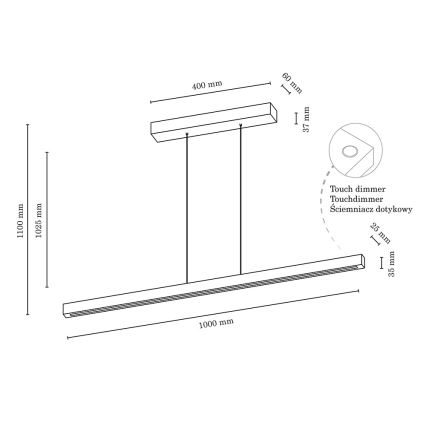 LED Hanglamp aan koord dimbaar SMAL LED/15W/230V - FSC-gecertificeerd