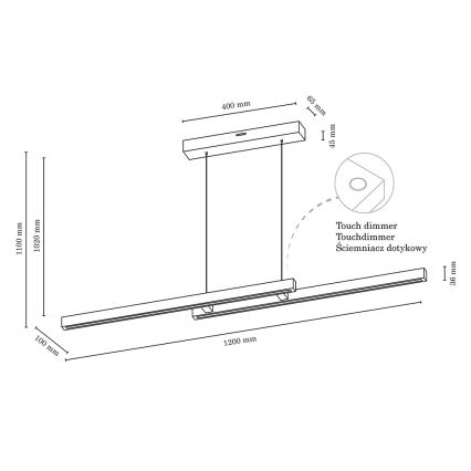 LED Hanglamp aan koord dimbaar SMAL 2xLED/22,5W/230V - FSC-gecertificeerd