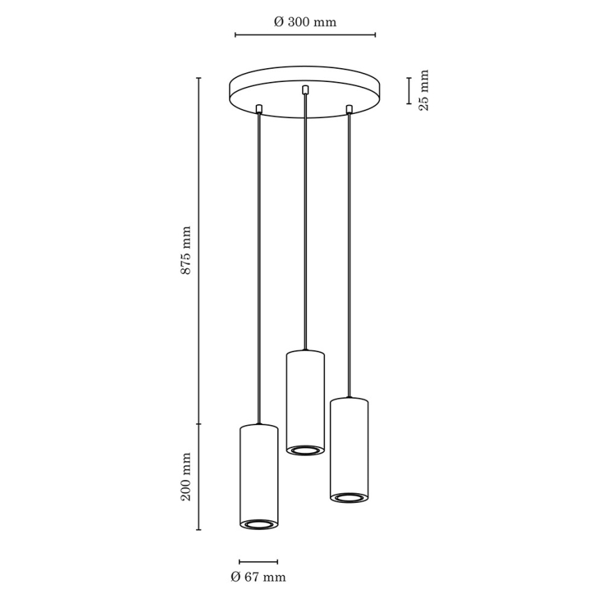 LED Hanglamp aan een koord PIPE 3xGU10/5W/230V mat eiken