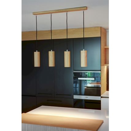 LED Hanglamp aan een koord PIPE 4xGU10/5W/230V mat eiken