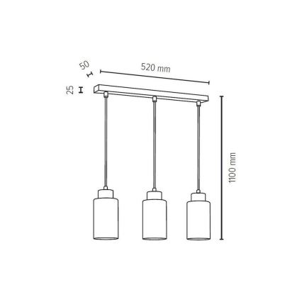 Suspension filaire BOSCO 3xE27/60W/230V - certifié FSC