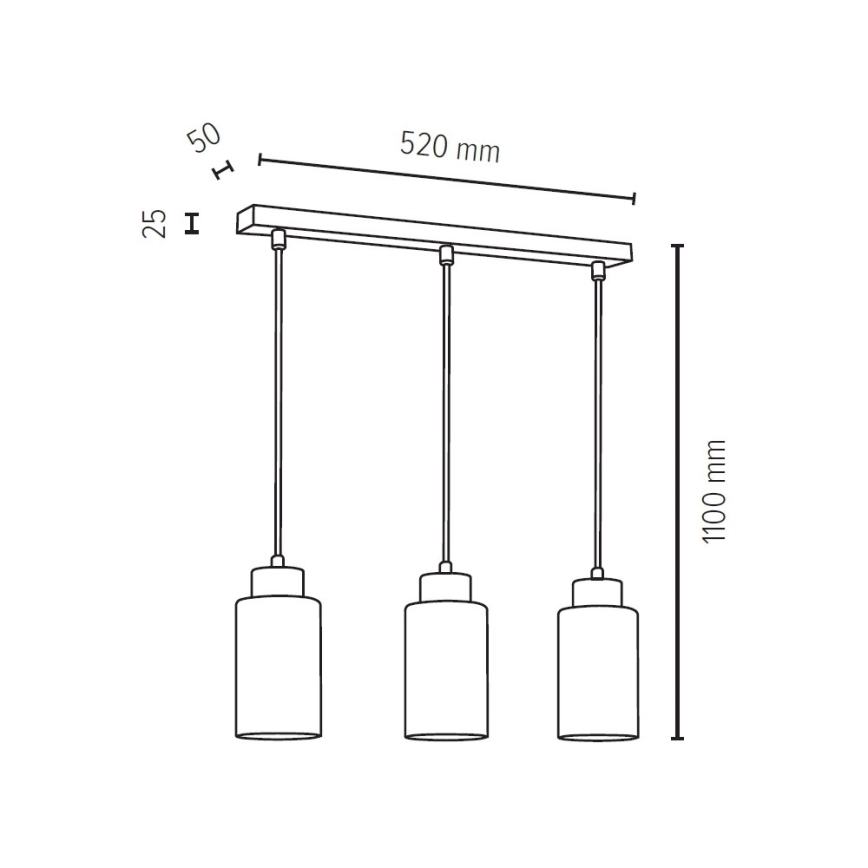 Suspension filaire BOSCO 3xE27/60W/230V bouleau - certifié FSC
