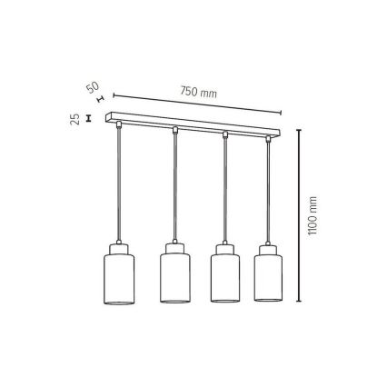 Suspension filaire BOSCO 4xE27/60W/230V - certifié FSC