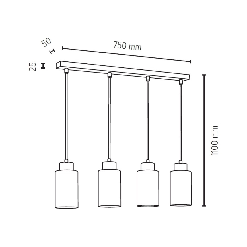 Suspension filaire BOSCO 4xE27/60W/230V