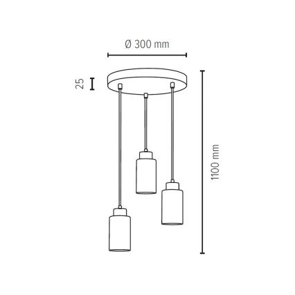 Suspension filaire BOSCO 3xE27/60W/230V bouleau - certifié FSC