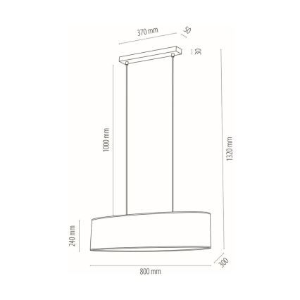 Hanglamp aan een koord DOVE 2xE27/40W/230V eiken - FSC-gecertificeerd