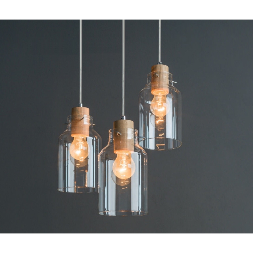 Suspension filaire ALESSANDRO 3xE27/60W/230V chêne