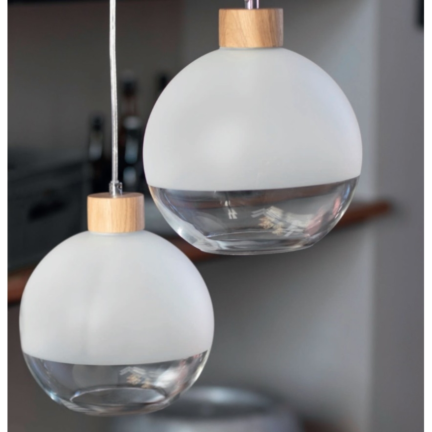 Hanglamp aan een koord LINEA 3xE27/60W/230V eiken