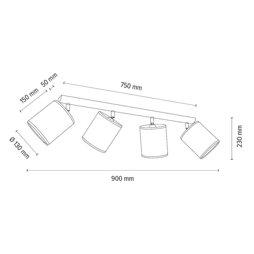 Plafondspot BENITA 4xE27/25W/230V bruin/eiken