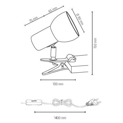 Lampe à pince SVENDA 1xE27/60W/230V chêne - certifié FSC