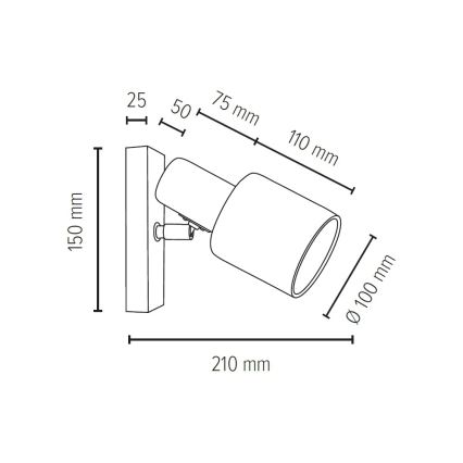 Wandspot TREEHOUSE 1xE27/25W/230V - FSC-gecertificeerd