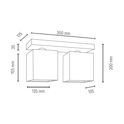 Plafonnier INGER 2xE27/25W/230V chêne - certifié FSC