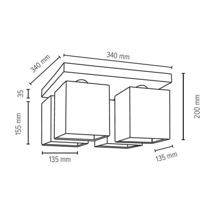 Plafonnier INGER 4xE27/25W/230V chêne - certifié FSC