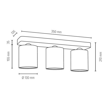 Plafonnier GENTLE 3xE27/25W/230V béton - certifié FSC