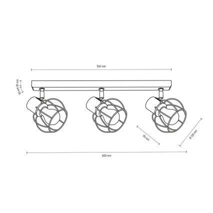 Spot de plafond PHIPHI 3xE27/60W/230V chêne