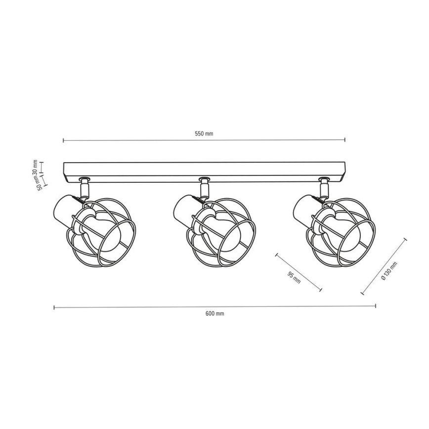 Spot de plafond PHIPHI 3xE27/60W/230V chêne