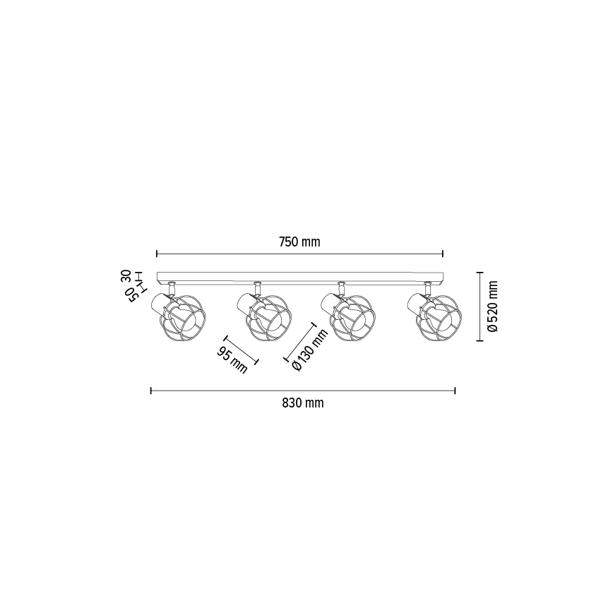 Spot de plafond PHIPHI 4xE27/60W/230V chêne - certifié FSC