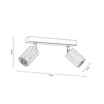 LED Plafondlamp MATTI 2xGU10/5W/230V eiken - FSC-gecertificeerd