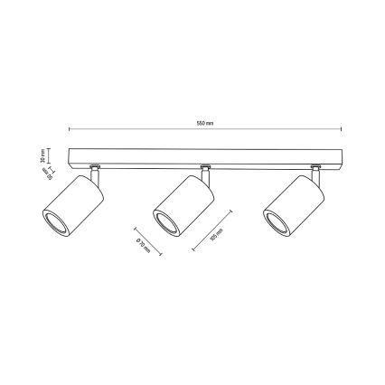 LED Plafond Spot MATTI 3xGU10/5W/230V eiken - FSC-gecertificeerd