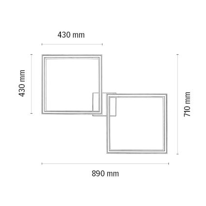 Dimbare LED Plafondlamp RAMME 2xLED/24W/230V eiken