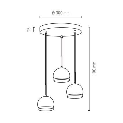 LED Hanglamp aan koord BALL WOOD 3xGU10/5W/230V - FSC-gecertificeerd