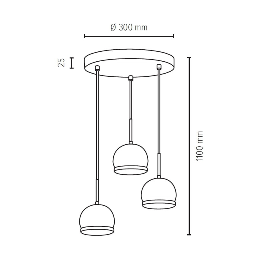 Suspension filaire LED BALL WOOD 3xGU10/5W/230V hêtre - certifié FSC