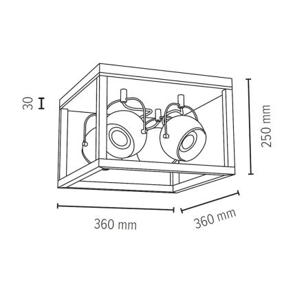 Plafonnier LED ROY 4xGU10/5W/230V chêne mat - certifié FSC