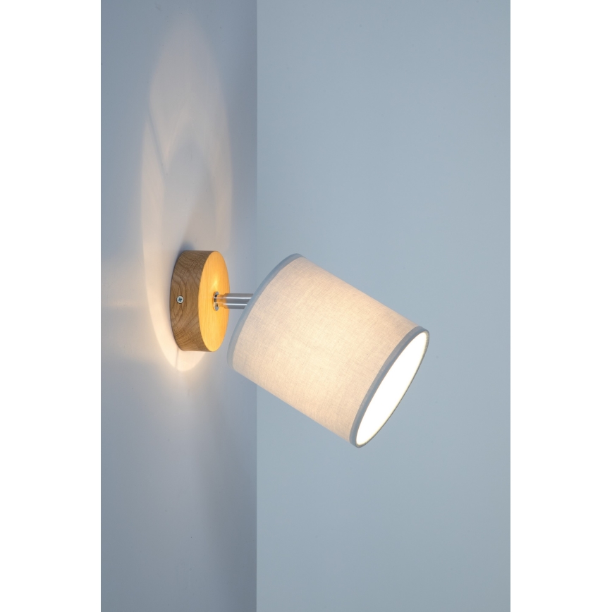 Applique murale APRILLIA 1xE27/25W/230V chêne grise - certifié FSC