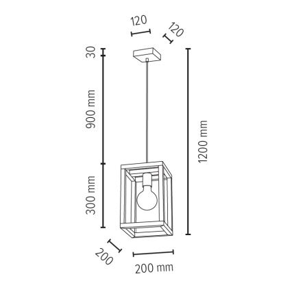 Suspension filaire KAGO 1xE27/60W/230V chêne mat - certifié FSC