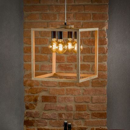 Hanglamp aan een koord KAGO 4xE27/60W/230V eiken