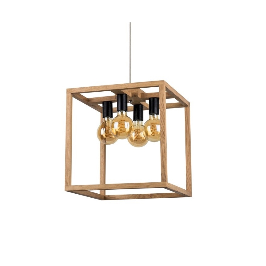 Hanglamp aan kabel KAGO 4xE27/60W/230V eiken
