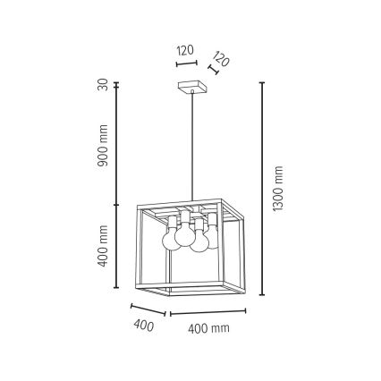 Suspension filaire KAGO 4xE27/60W/230V chêne - certifié FSC