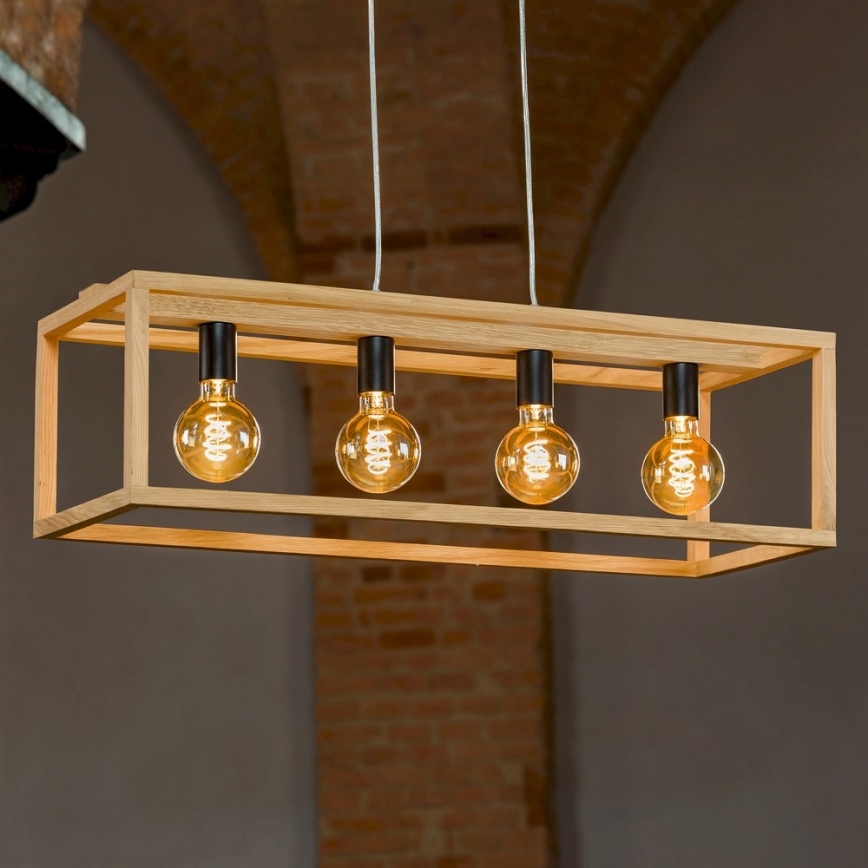 Hanglamp aan een koord KAGO 4xE27/60W/230V mat eiken