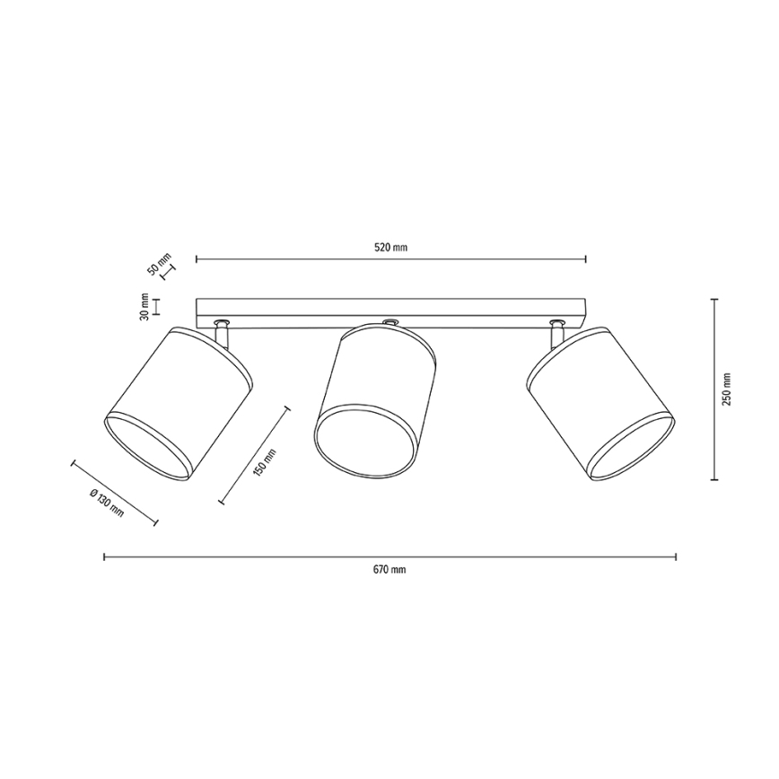 Spot de plafond BOHO 3xE27/25W/230V chêne - certifié FSC