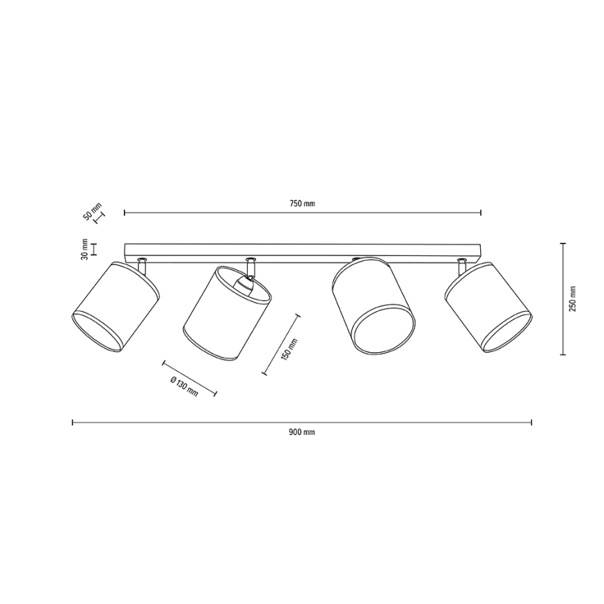 Spot de plafond BOHO 4xE27/25W/230V chêne - certifié FSC