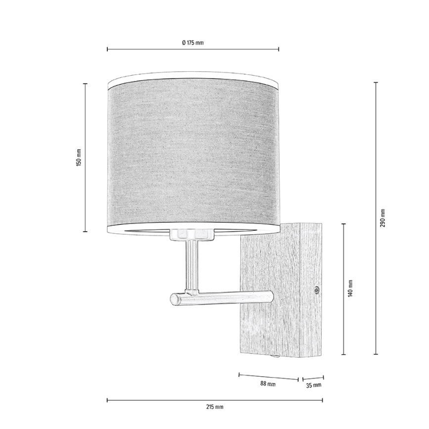 Applique murale BOHO 1xE27/25W/230V chêne - certifié FSC