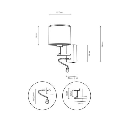 Lampe murale LED BOHO 1xE27/25W/230V + LED/1W/230V chêne