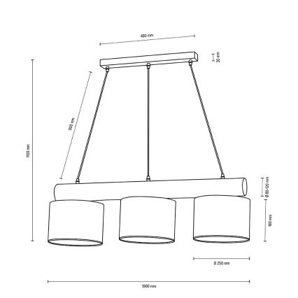 Hanglamp aan een koord PINO MIX 3xE27/40W/230V grenen
