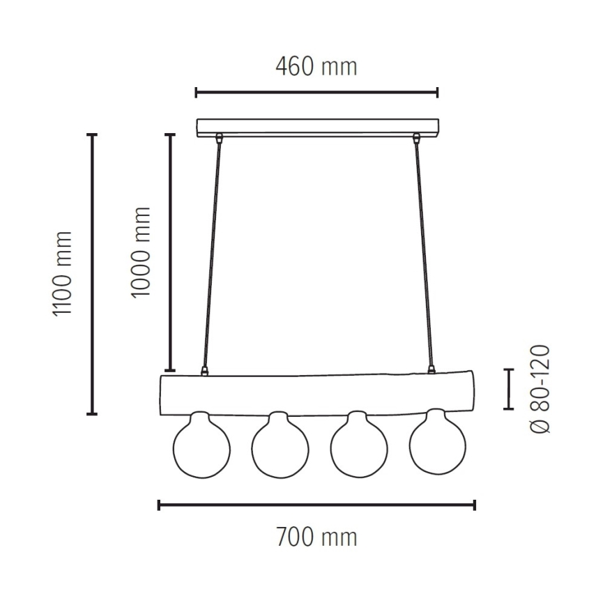 Suspension filaire TRABO 4xE27/60W/230V pin - certifié FSC