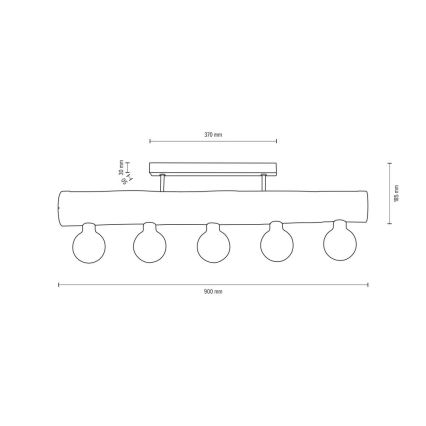 Hanglamp voor Oppervlak Montage TRABO 5xE27/60W/230V dennen - FSC-gecertificeerd