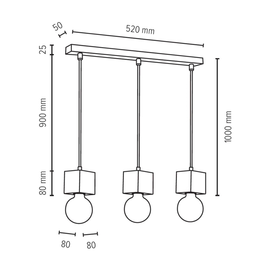 Hanglamp aan koord TRONGO ROUND 3xE27/60W/230V - FSC-gecertificeerd