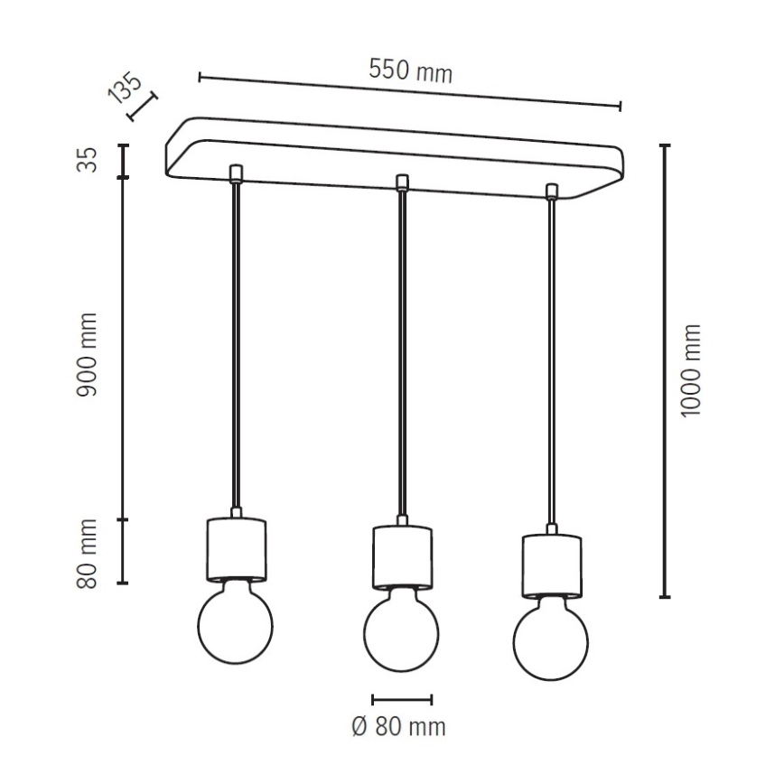 Suspension filaire STRONG 3xE27/60W/230V béton