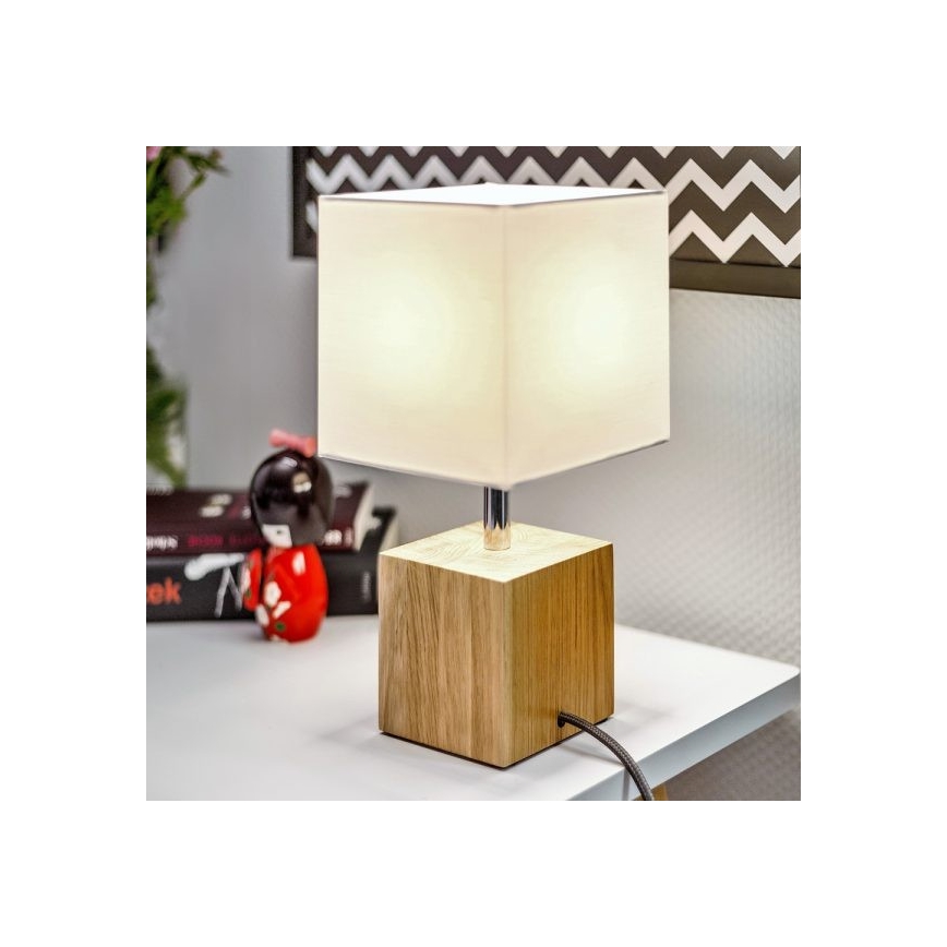 Lampe de table TRONGO SQUARE 1xE27/25W/230V chêne - certifié FSC